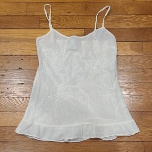 Abercrombie & Fitch White Embroidered Camisole
